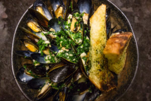 A beautiful mussels dish on a plate